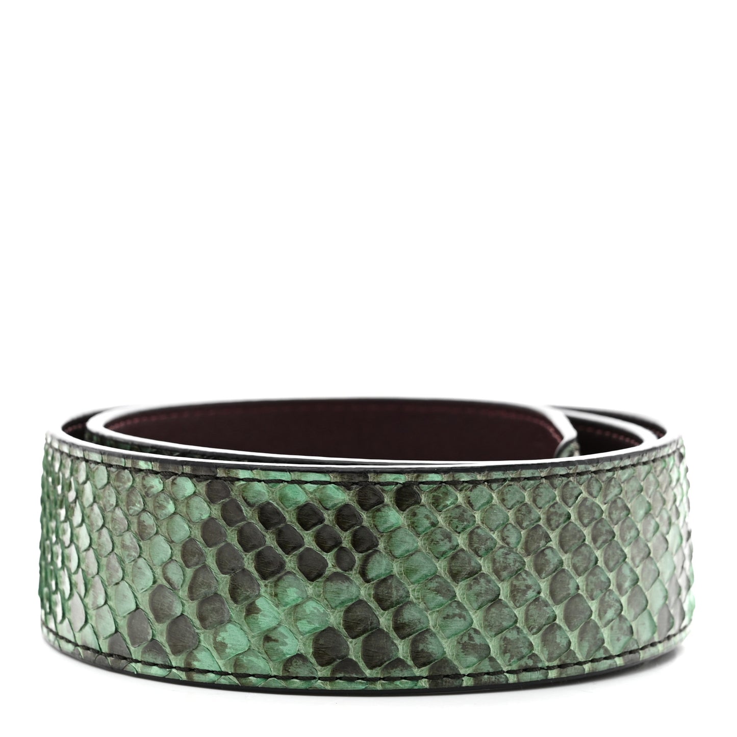 Snakeskin Calf Bandouliere Shoulder Strap Green Burgundy