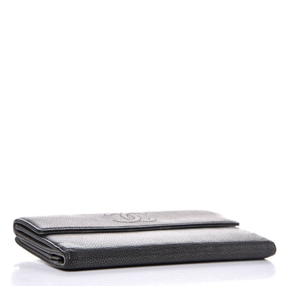 Chanel Metallic Caviar Timeless CC Large Gusset Flap Wallet Dark Silver 4 of 15