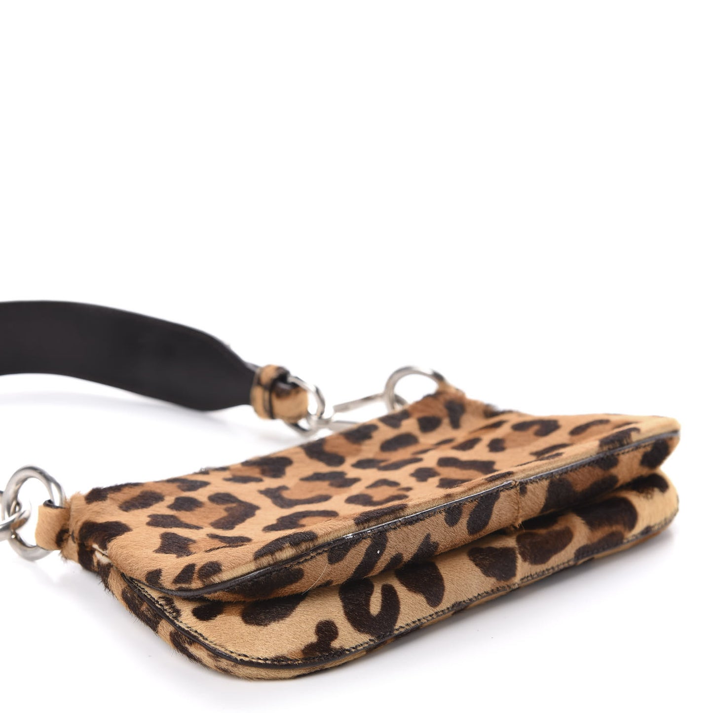 Calf Hair Leopard Print Shoulder Bag Miele Moro