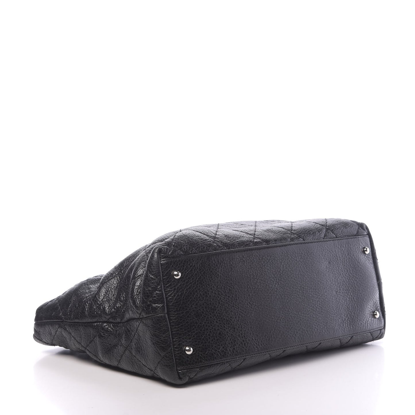 Glazed Calfskin Large On The Road Tote Black