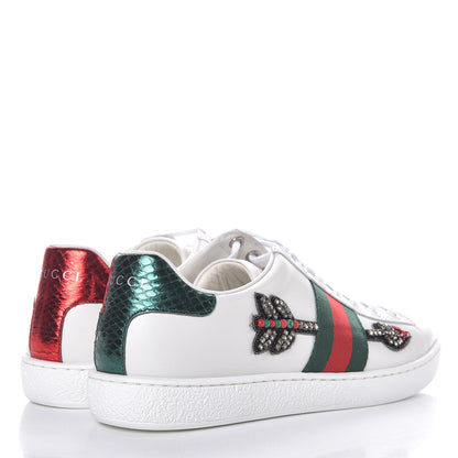 Gucci Calfskin Web Studded Arrow Ace Sneakers 36.5 White 4 of 12