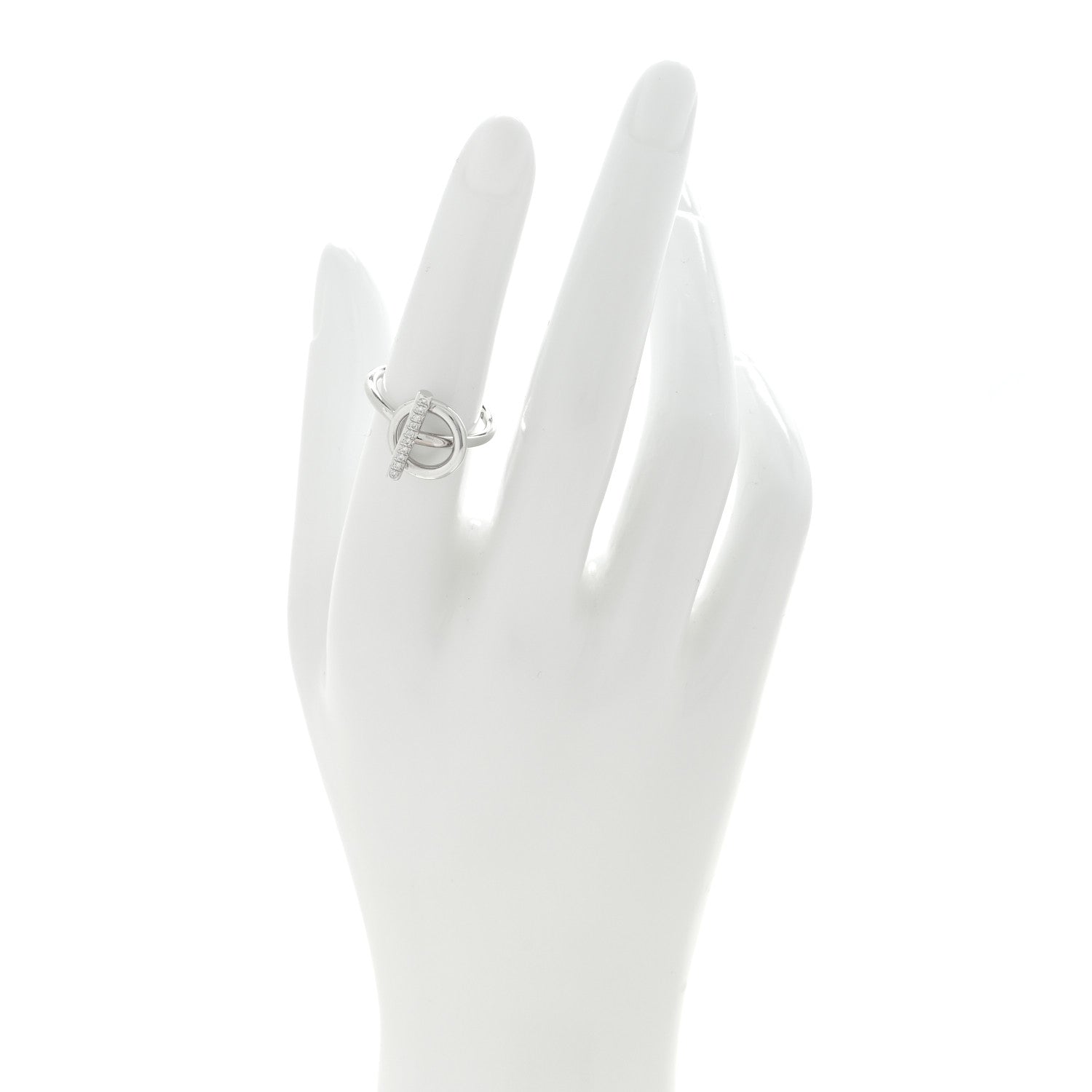 Hermes 18K White Gold Diamond PM Echappee Ring 51 5.75 2 of 4