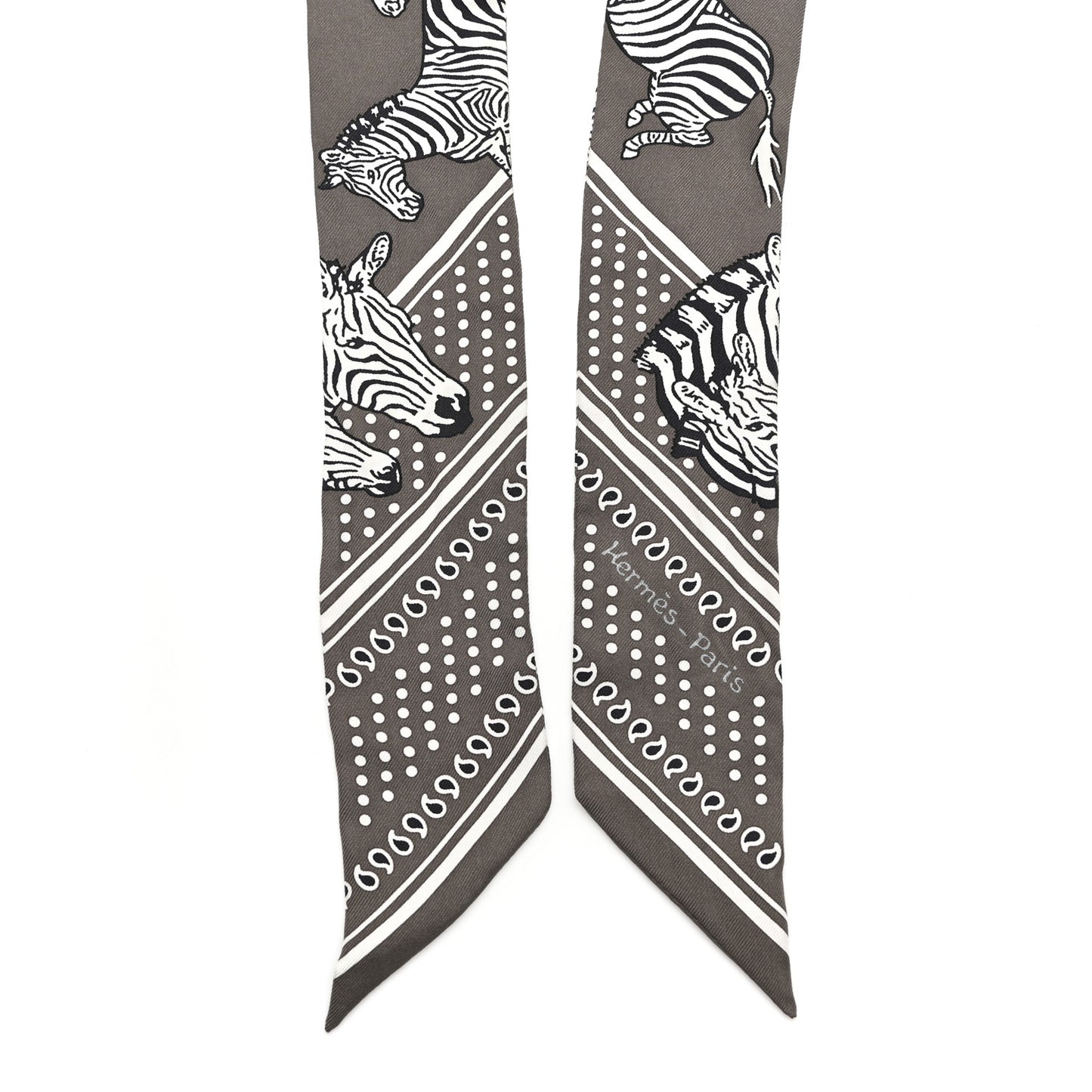 Silk Les Zebres Twilly Gris Taupe Black White