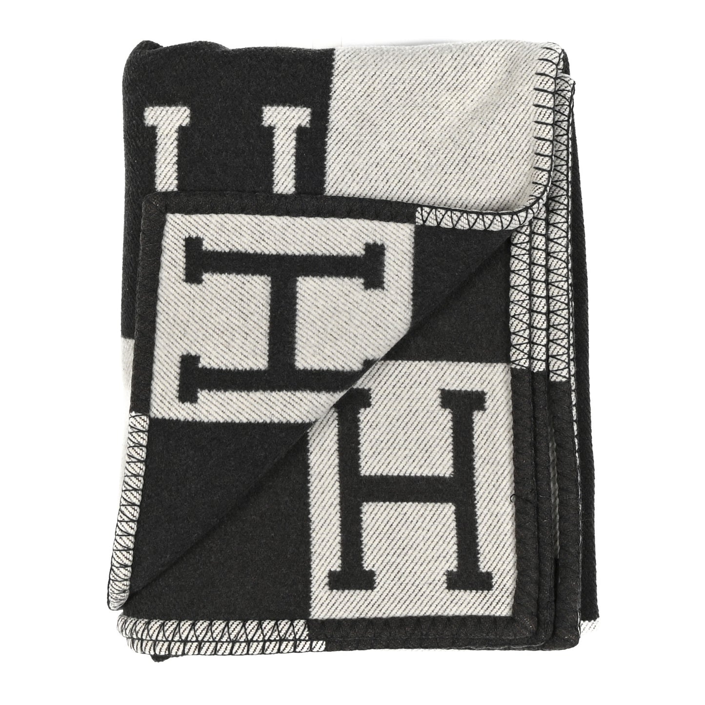 Wool Cashmere Avalon III Blanket Ecru Black