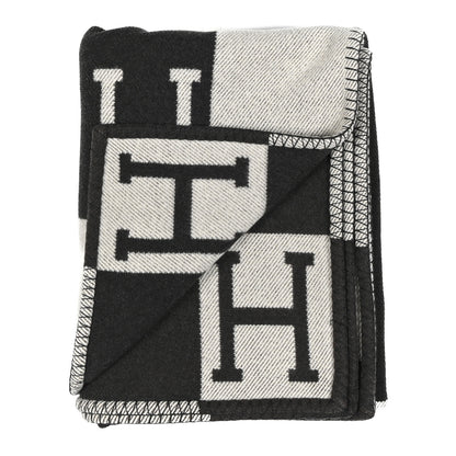 Hermes Wool Cashmere Avalon III Blanket Ecru Black 2 of 3