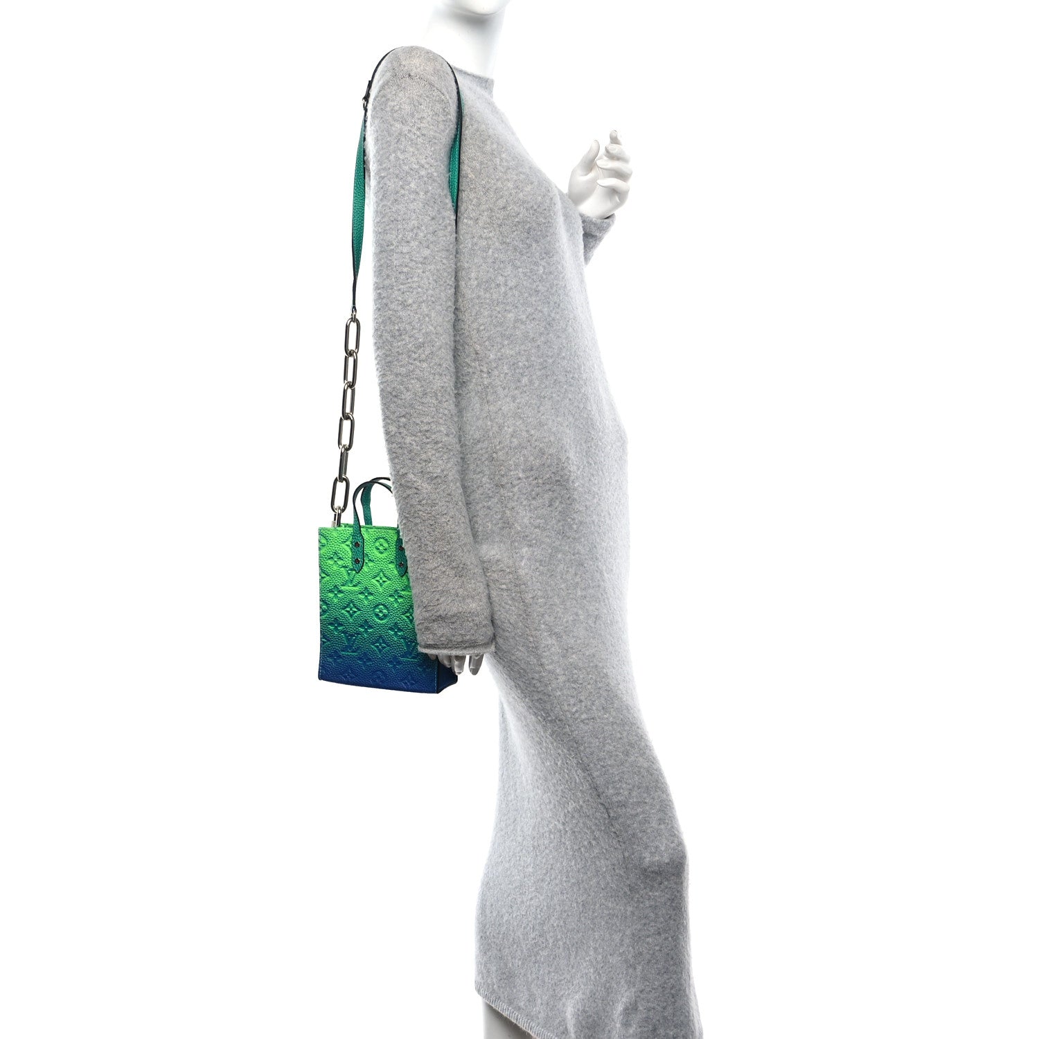 Louis Vuitton Taurillon Illusion Sac Plat XS Bleu Vert 1882592