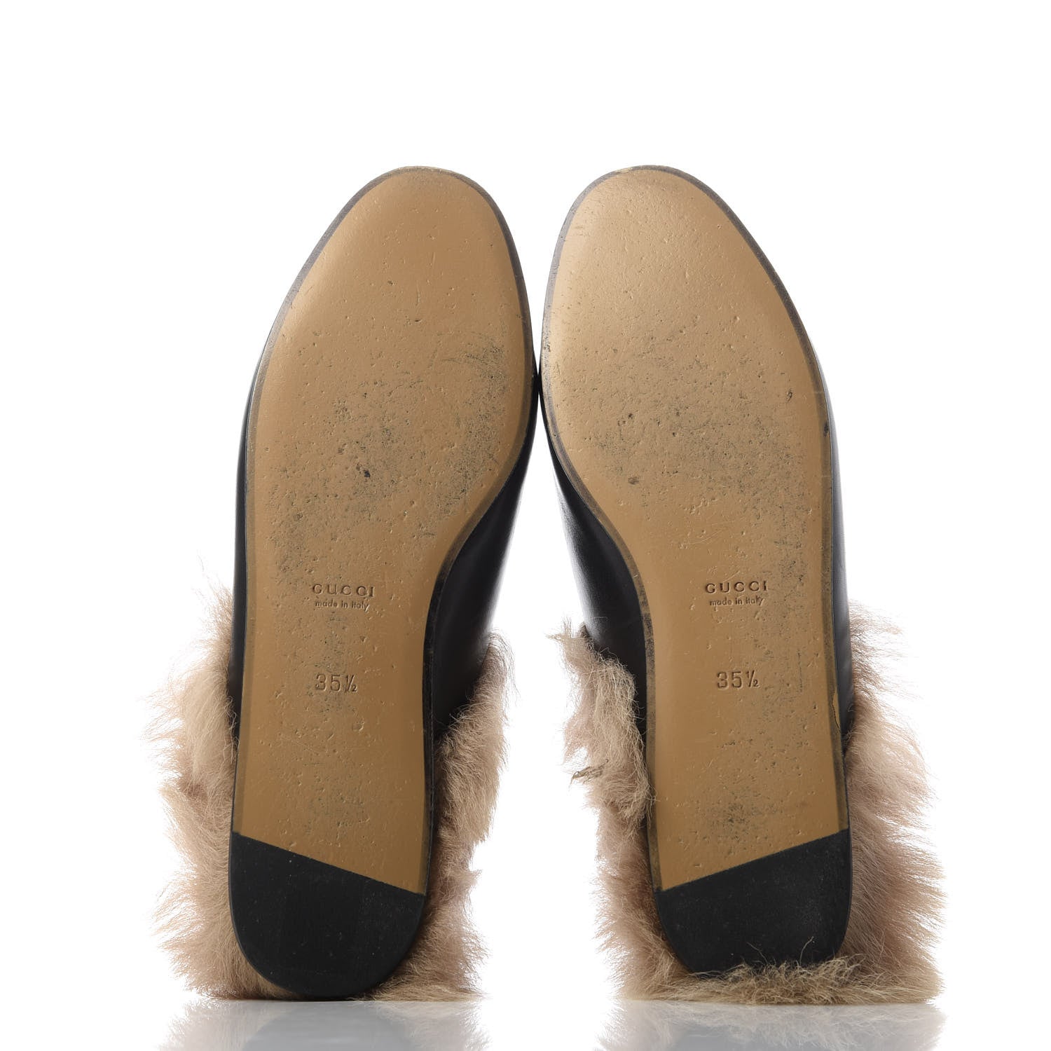 Gucci Calfskin Fur Womens Princetown Slippers 35.5 Black 5 of 9