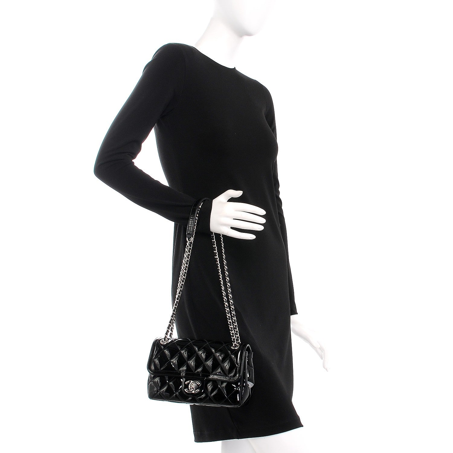 Chanel Patent Quilted Small Coco Shine Flap Black 3 of 9