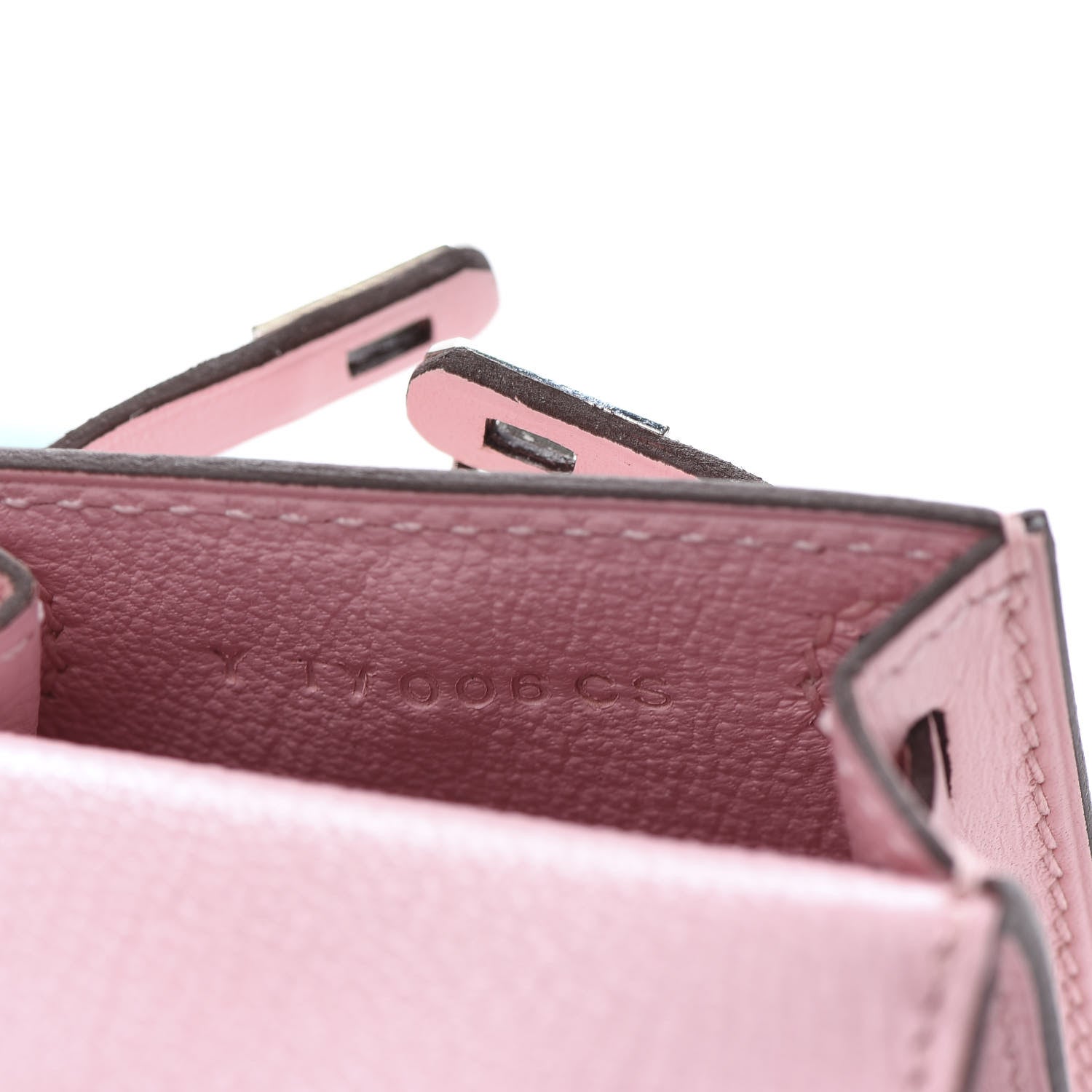 Hermes Tadelakt Mini Kelly Twilly Bag Charm Rose Sakura 6 of 7