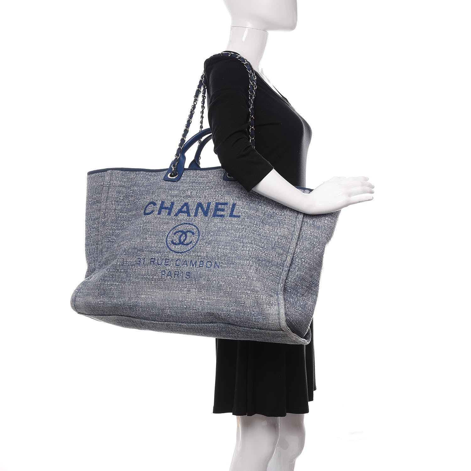 Chanel Canvas Extra Large Deauville Tote Blue 2 of 10