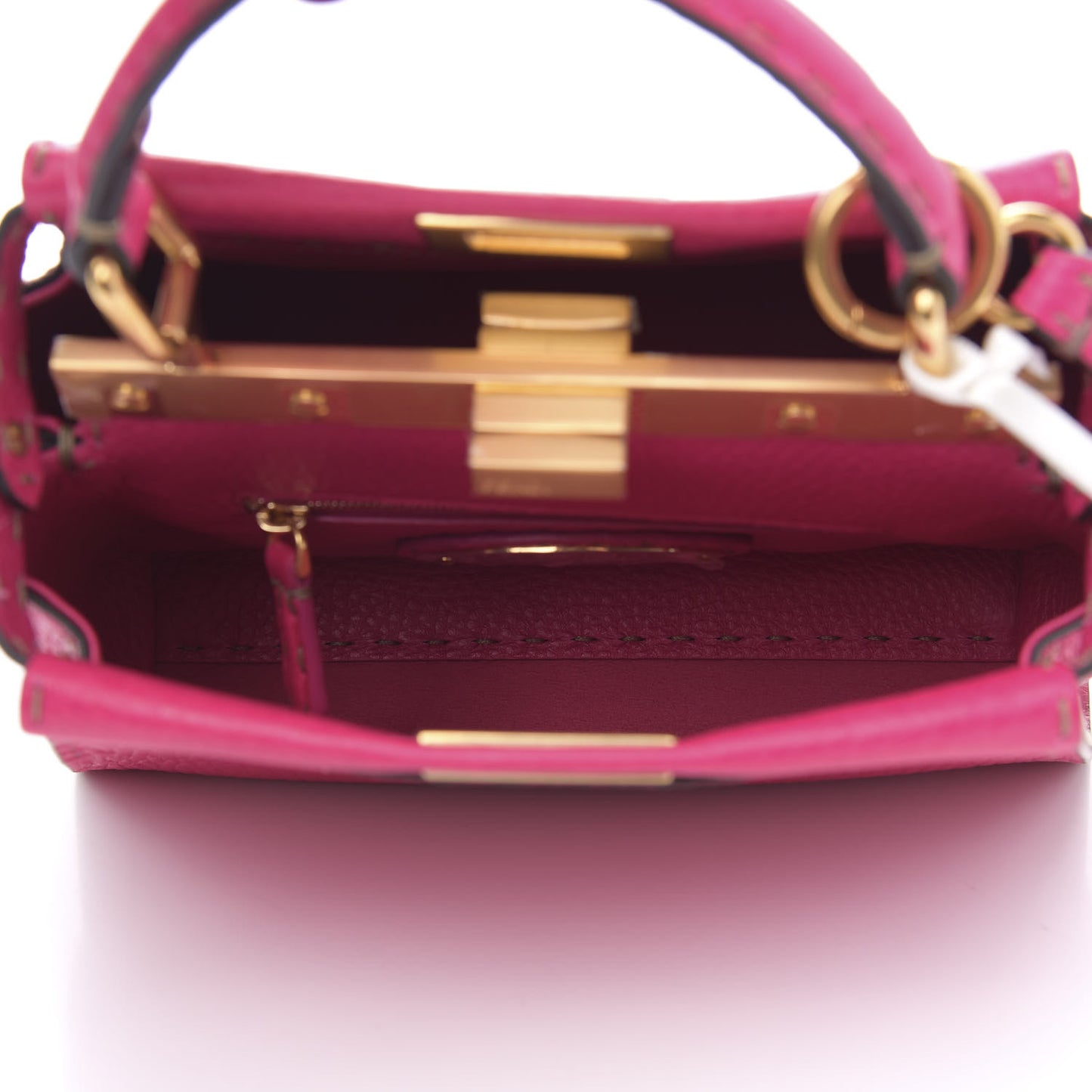 Cuoio Romano Selleria Mini Peekaboo Iconic Satchel Fuxia
