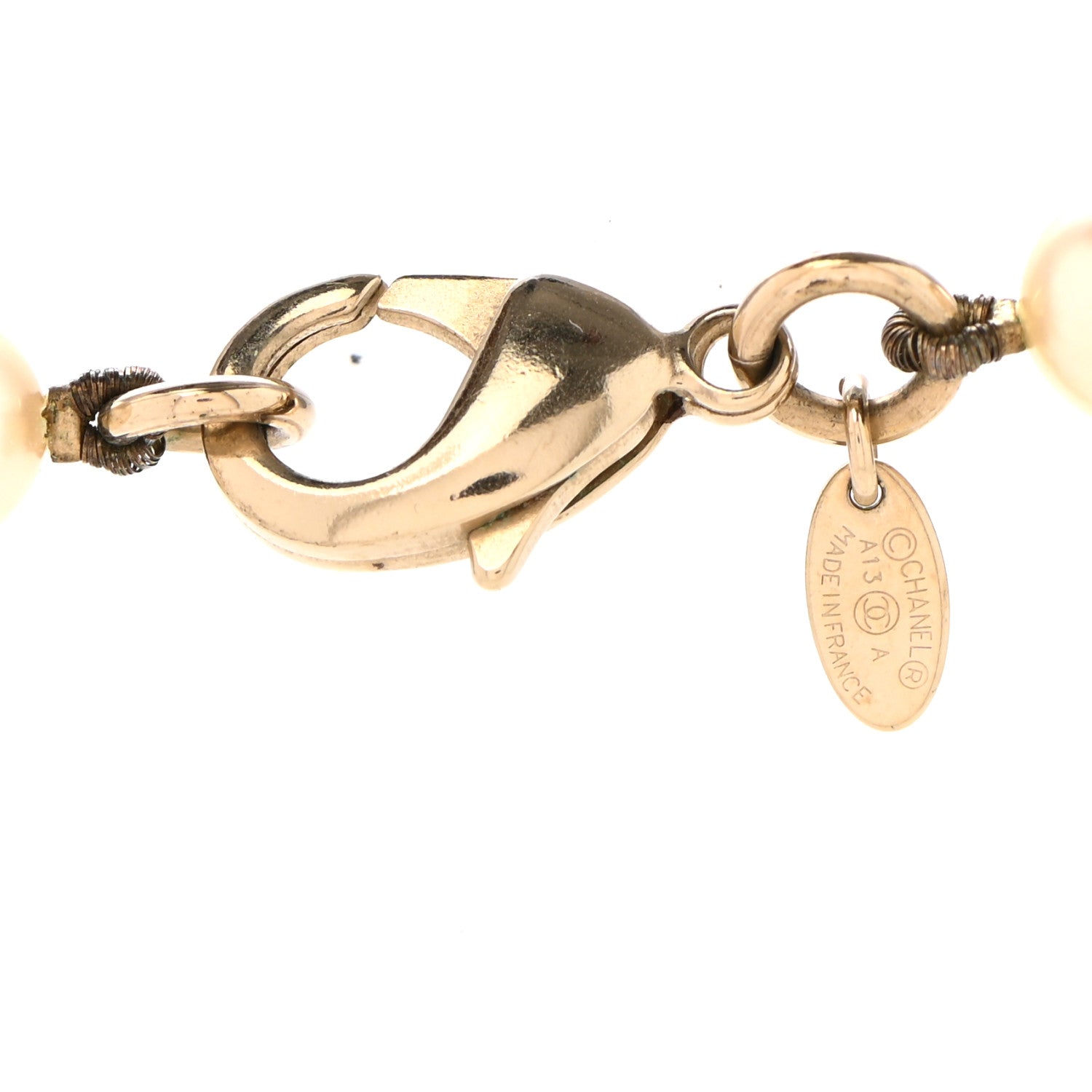 Chanel Graduated Pearl Crystal CC Long Necklace Light Gold 5 of 6