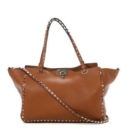 Valentino Garavani Pebbled Calfskin Medium Rockstud Tote Light Cuir 1 of 7