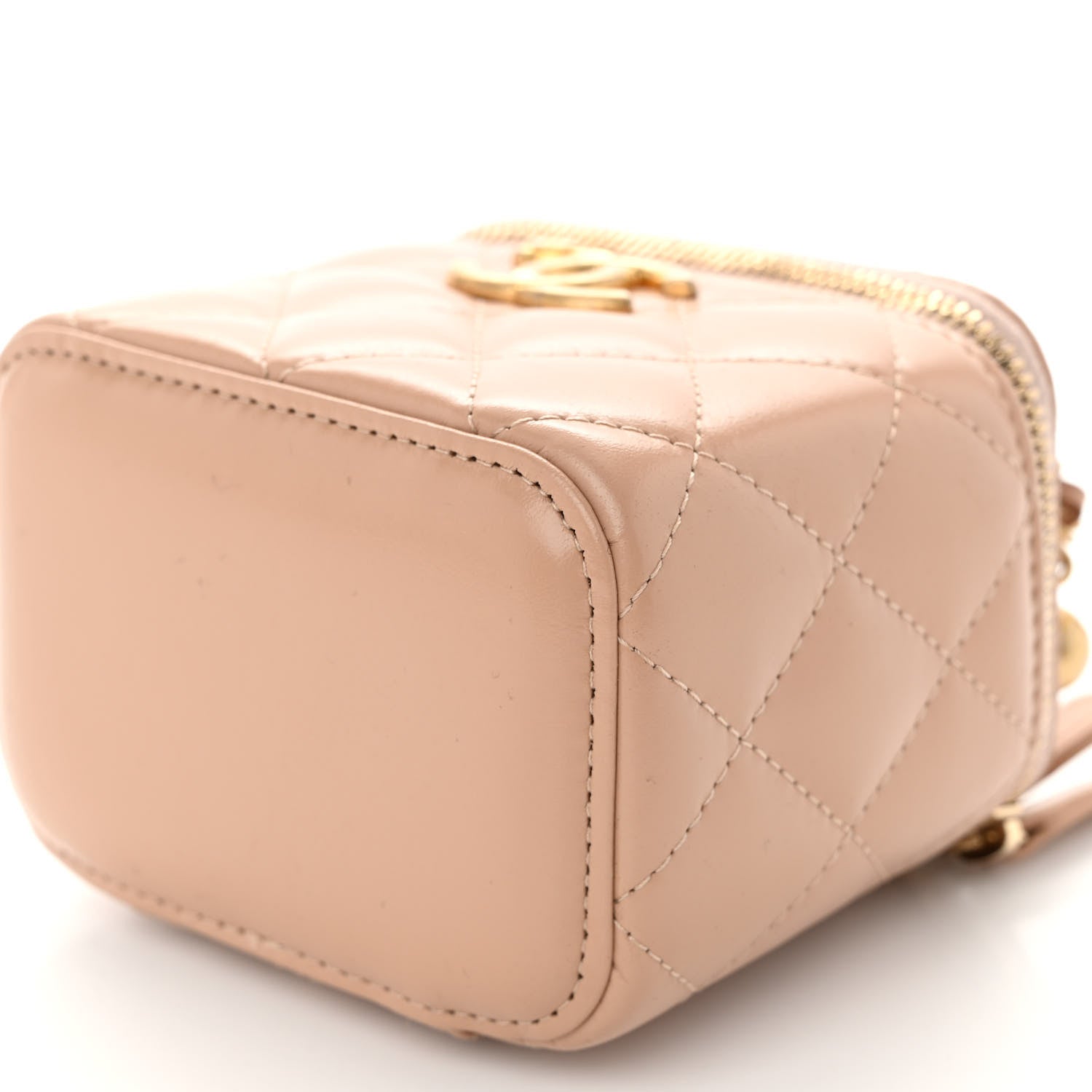 Chanel Calfskin Quilted Mini Perfect Fit Vanity Case With Chain Beige 10 of 11
