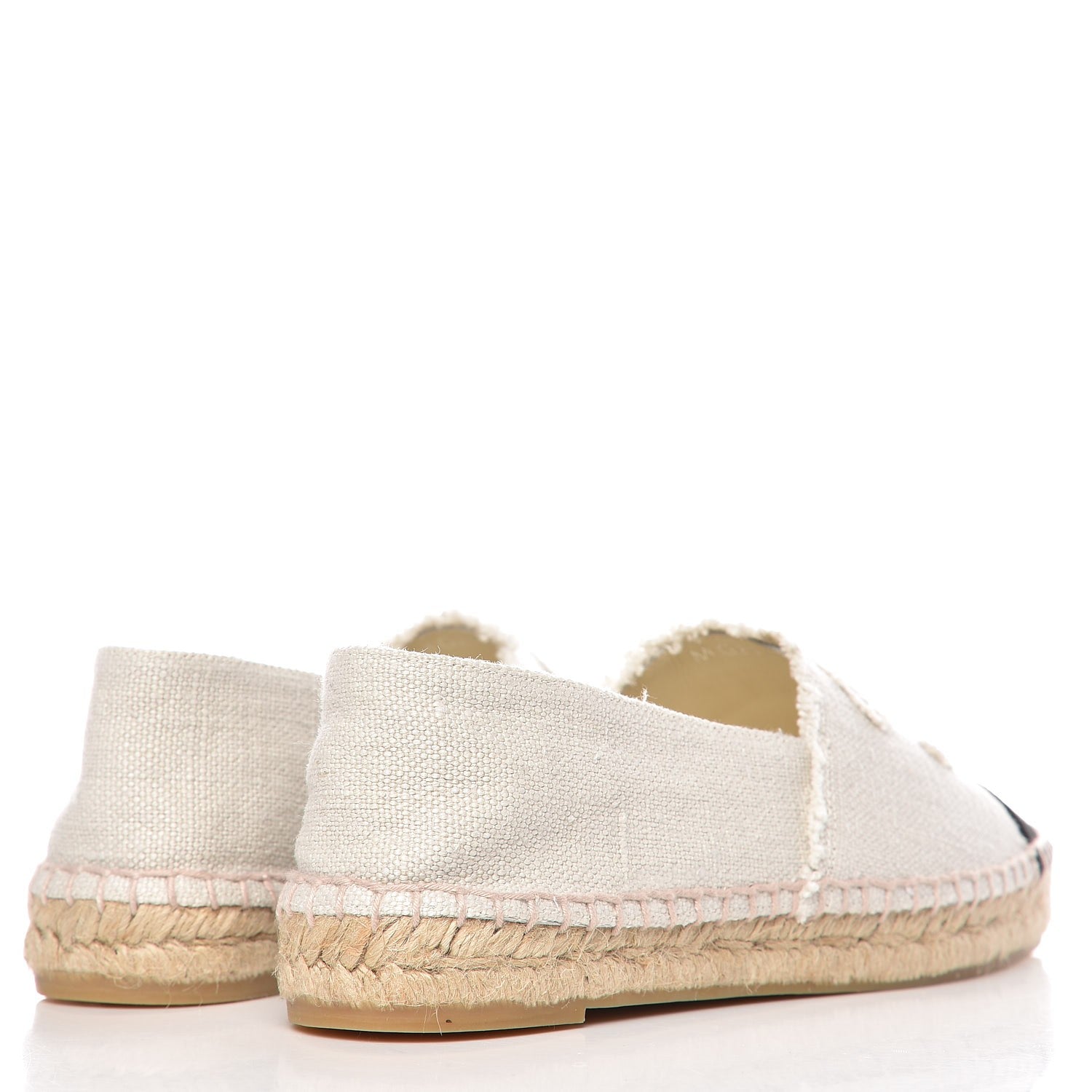 Chanel Linen CC Espadrilles 38 Beige Black 4 of 12
