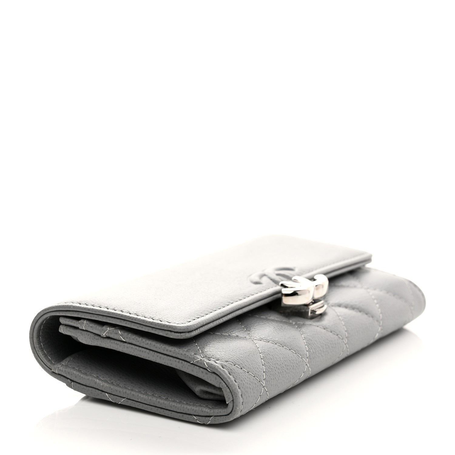 Chanel Grained Calfskin Quilted CC Box Flap Wallet Grey 4 of 9