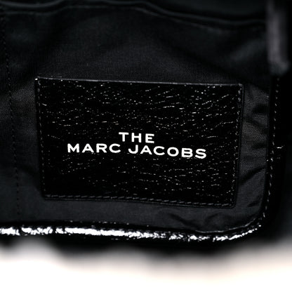 Marc Jacobs Shiny Calfskin Faux Shearling Small The Traveler Tote Bag Black 6 of 8