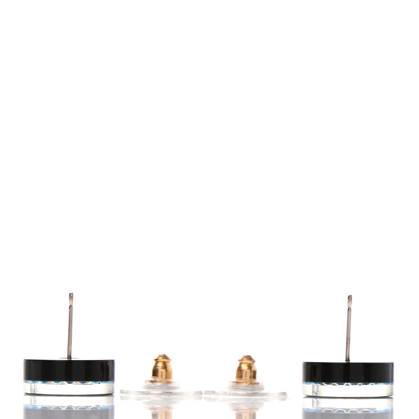 Resin Crystal CC Round Earrings Blue Black