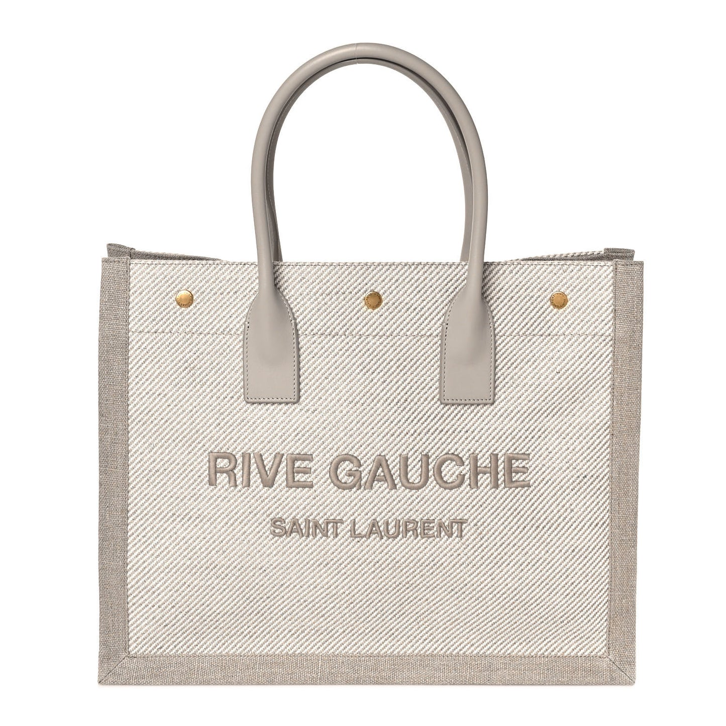 Linen Calfskin Small Rive Gauche Tote Beige Sea Salt