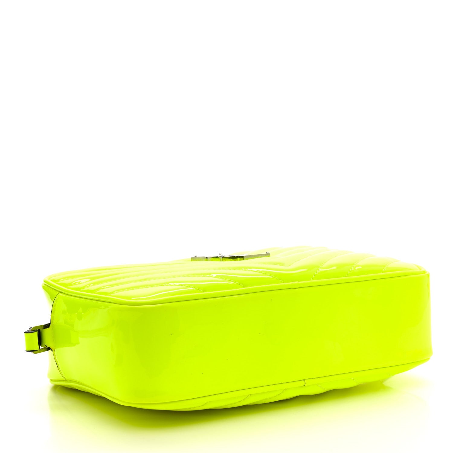 Saint Laurent Patent Calfskin Matelasse Monogram Lou Camera Bag Neon Yellow 4 of 10