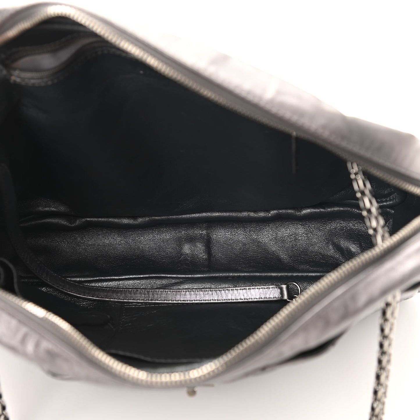 Metallic Aged Calfskin Quilted Large Reissue Camera Case Silver