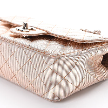 Chanel Metallic Calfskin Quilted Pixel Effect Mini Rectangular Flap Pink Gold 14 of 15