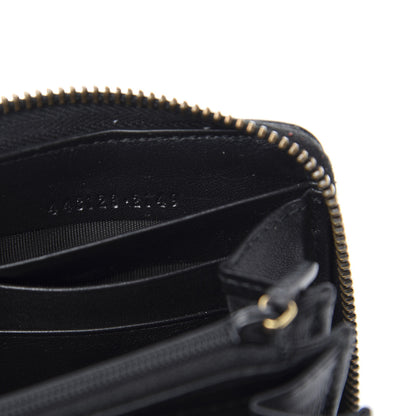 Gucci Calfskin Matelasse GG Marmont Zip Around Wallet Black 6 of 7