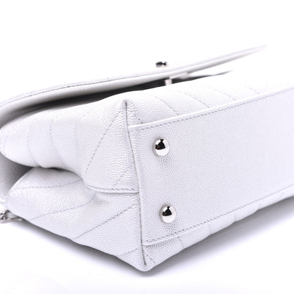 Chanel Iridescent Caviar Chevron Quilted Mini Coco Handle Flap White 11 of 27