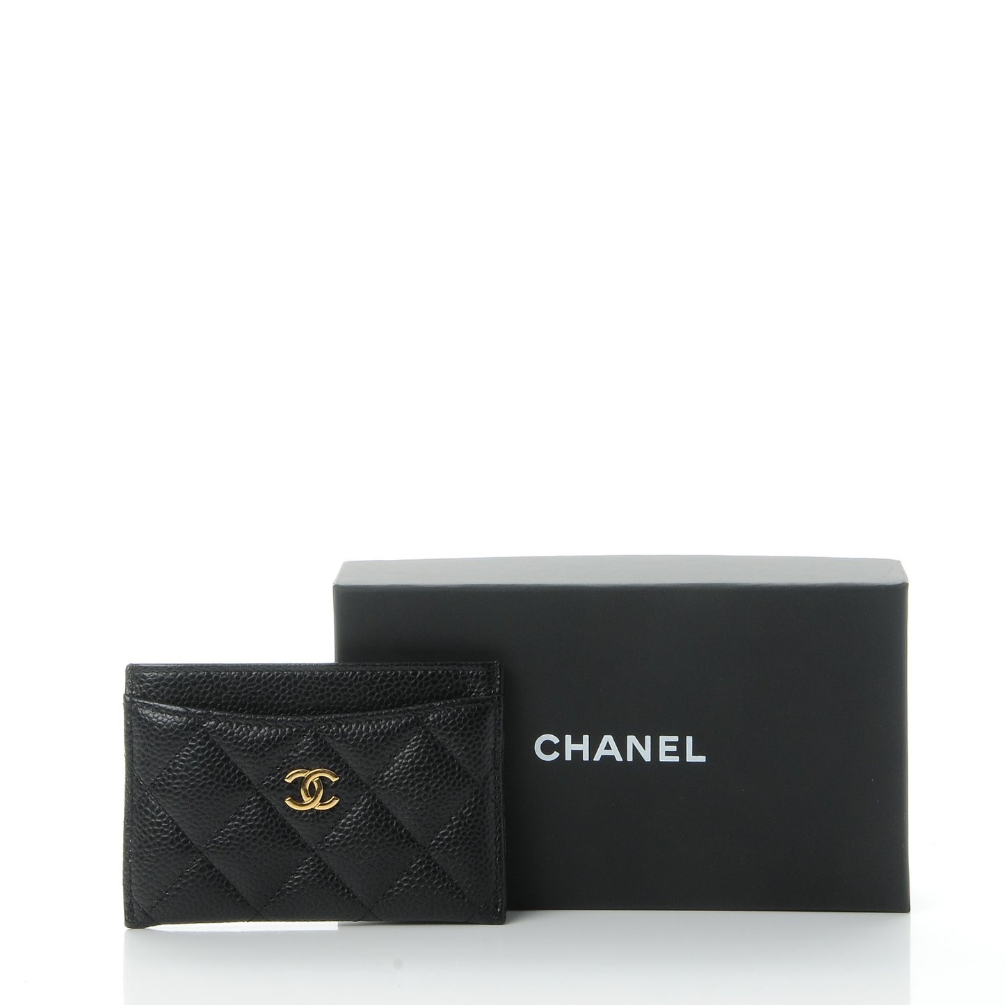 Caviar Quilted Card Holder Black
