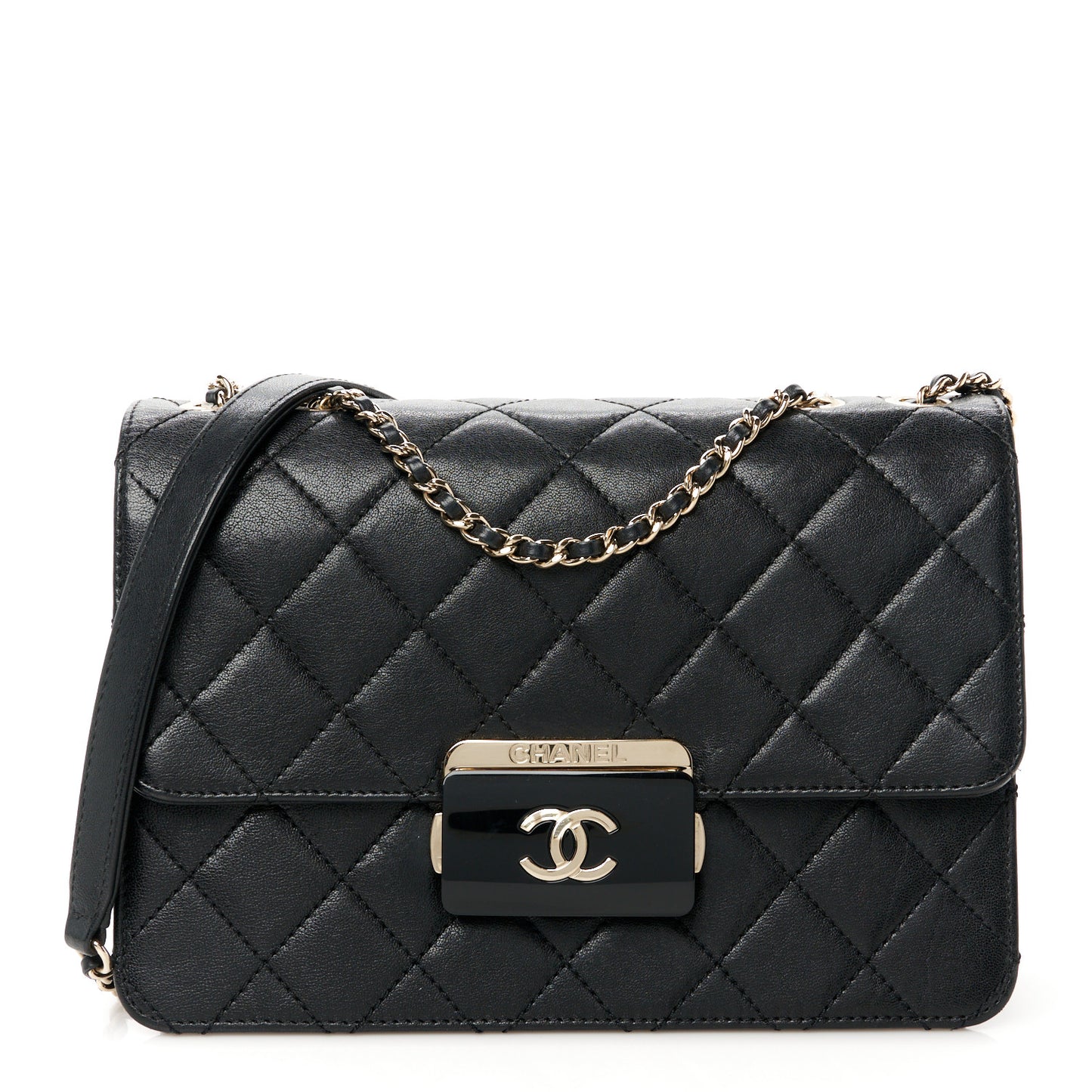 Sheepskin Quilted Beauty Lock Flap Black