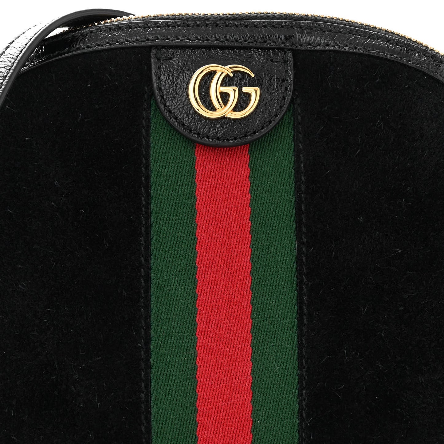 Suede Patent Web GG Small Ophidia Dome Shoulder Bag Black