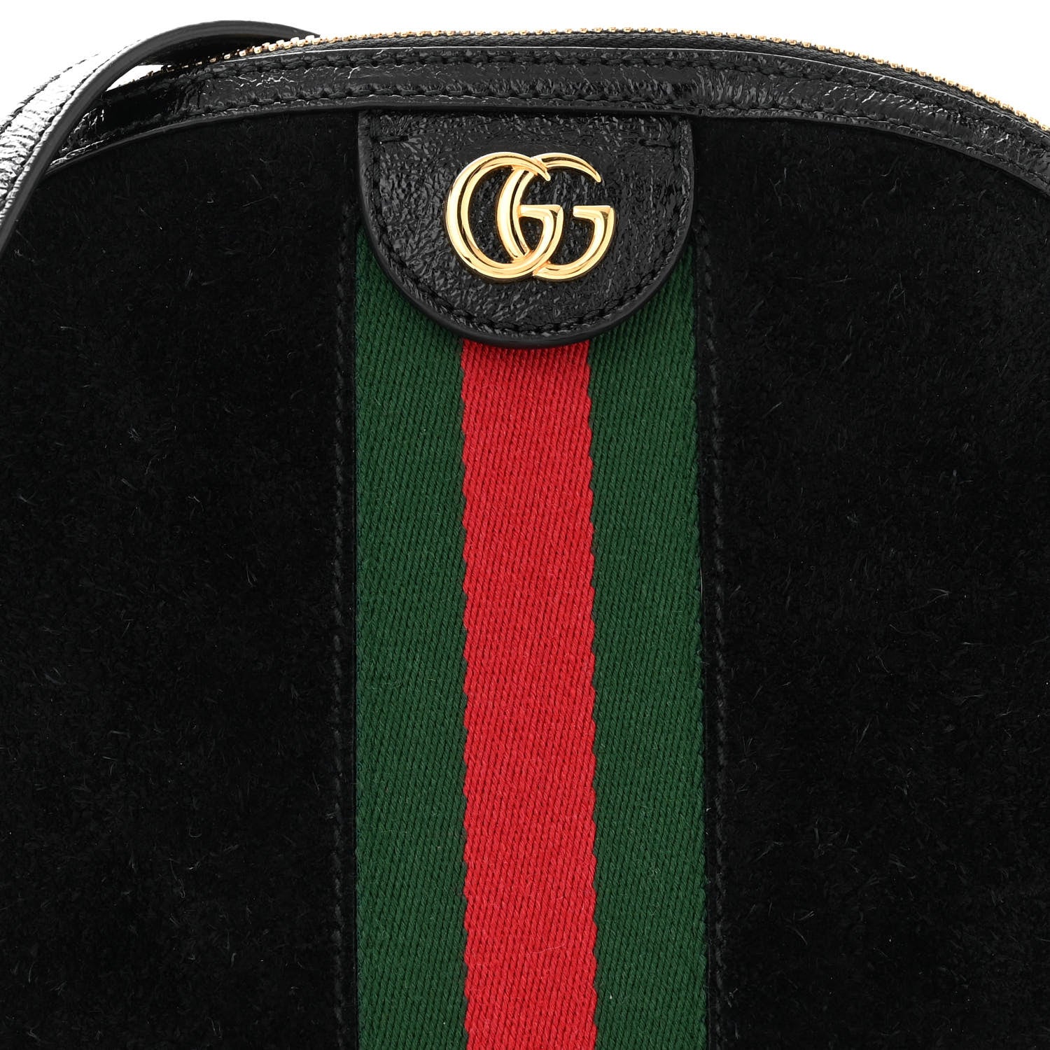 Gucci Suede Patent Web GG Small Ophidia Dome Shoulder Bag Black 8 of 10