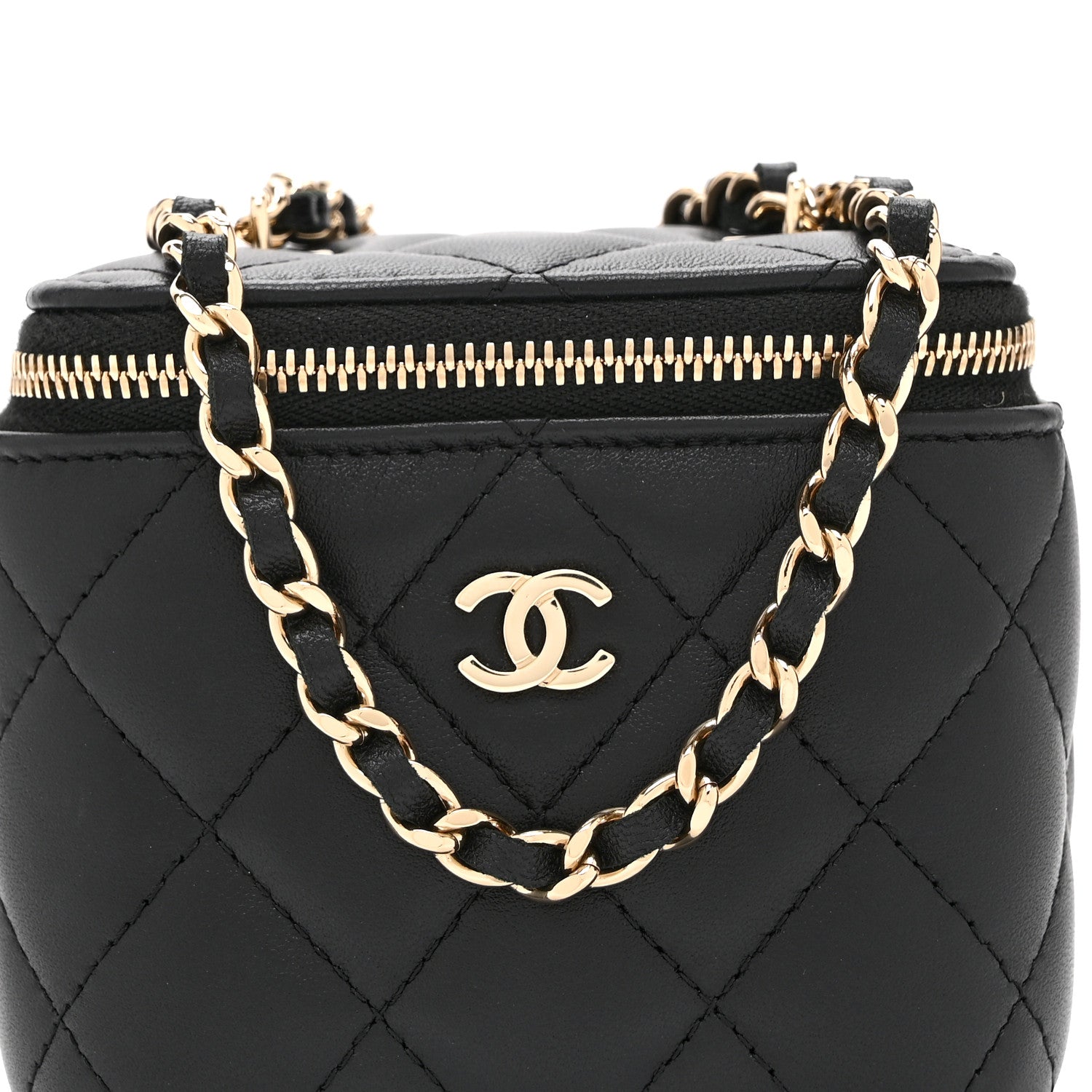 Chanel Lambskin Quilted Mini Vanity Case With Chain Black 9 of 11