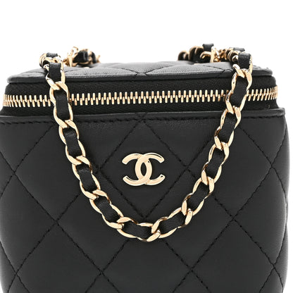 Chanel Lambskin Quilted Mini Vanity Case With Chain Black 9 of 11