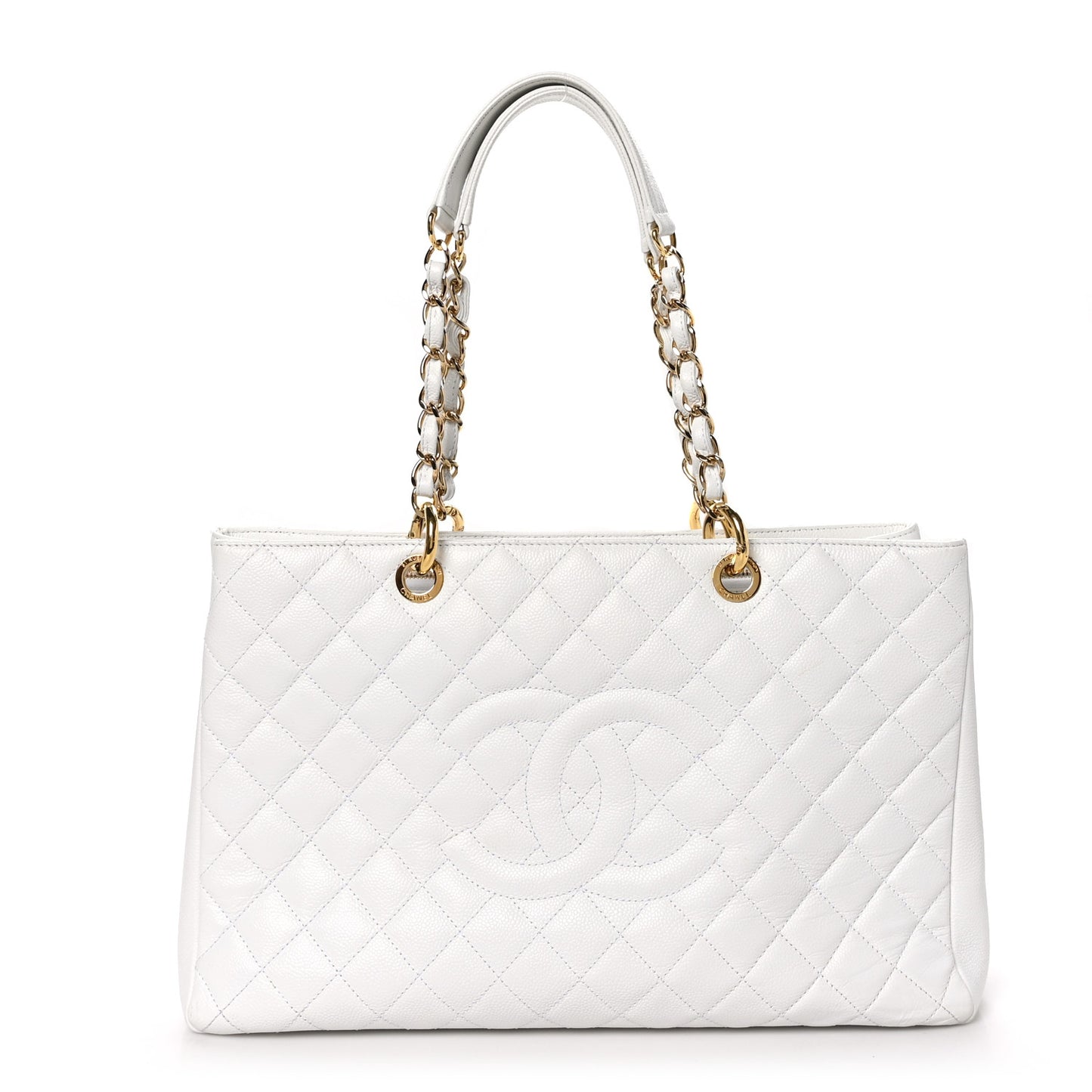 Caviar Quilted Grand Shopping Tote GST White