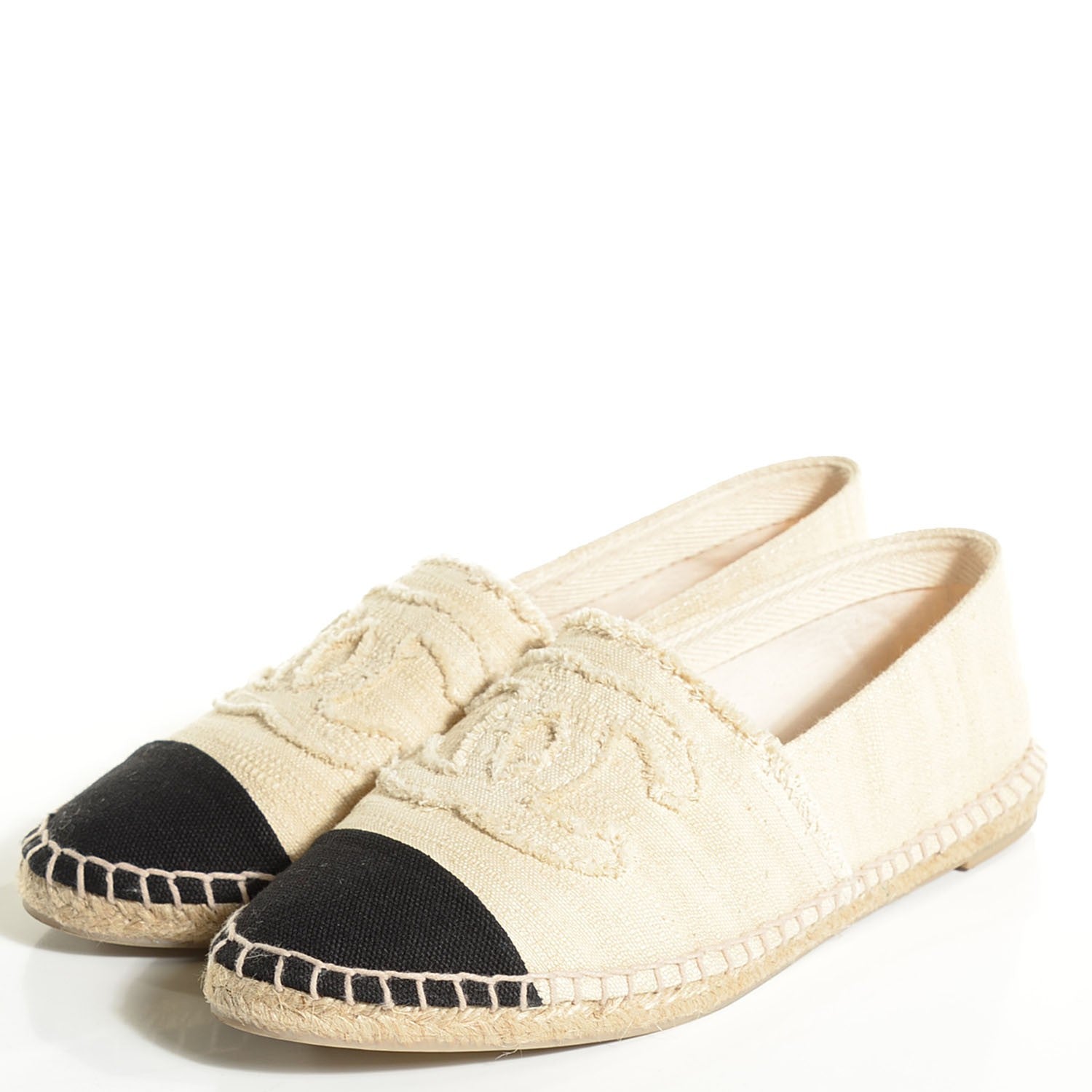 Chanel Toile CC Espadrilles 37 Beige Black 3 of 6