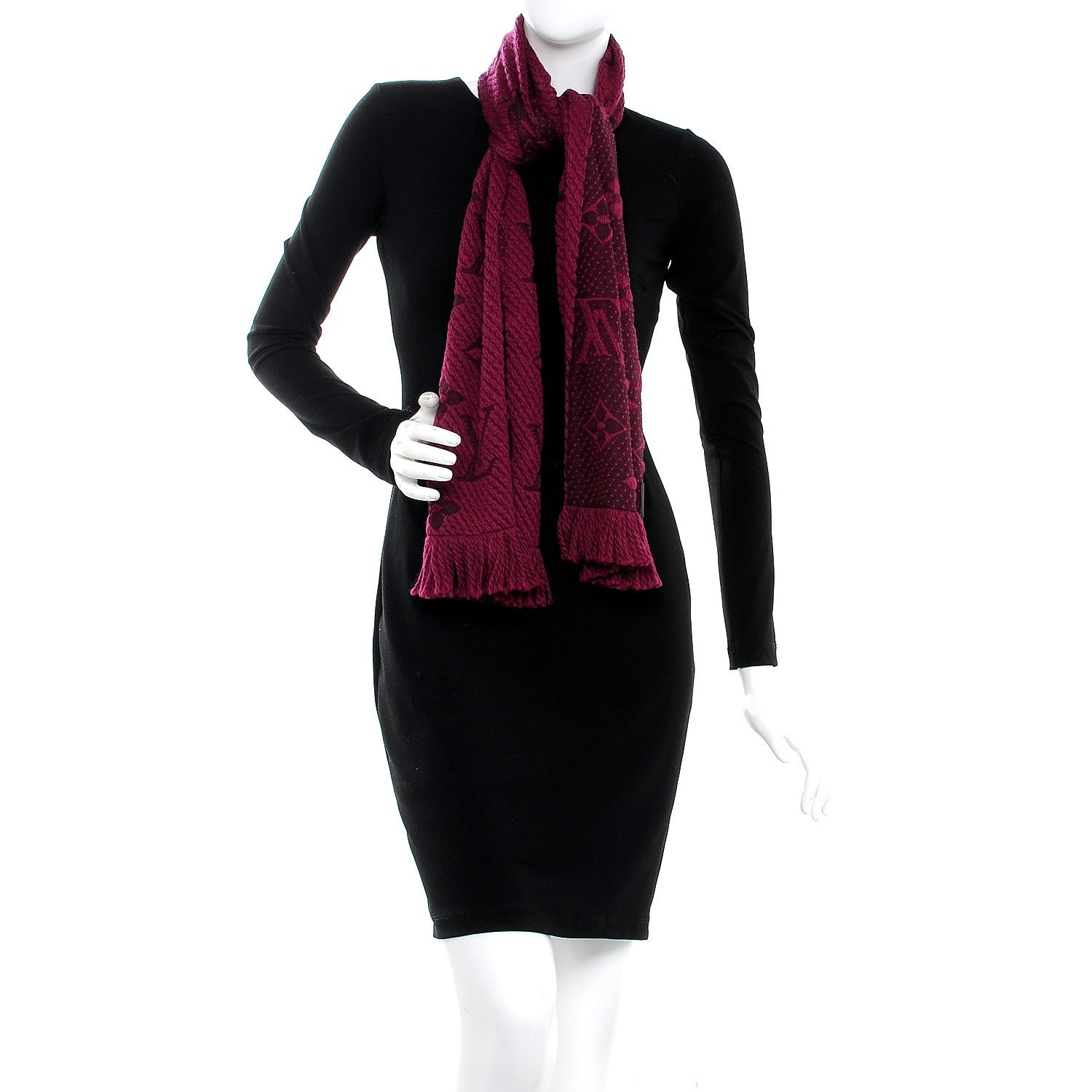Louis Vuitton Wool Silk Logomania Scarf Cherry 2 of 4