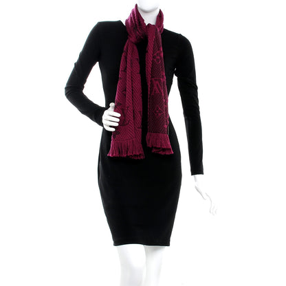 Louis Vuitton Wool Silk Logomania Scarf Cherry 2 of 4