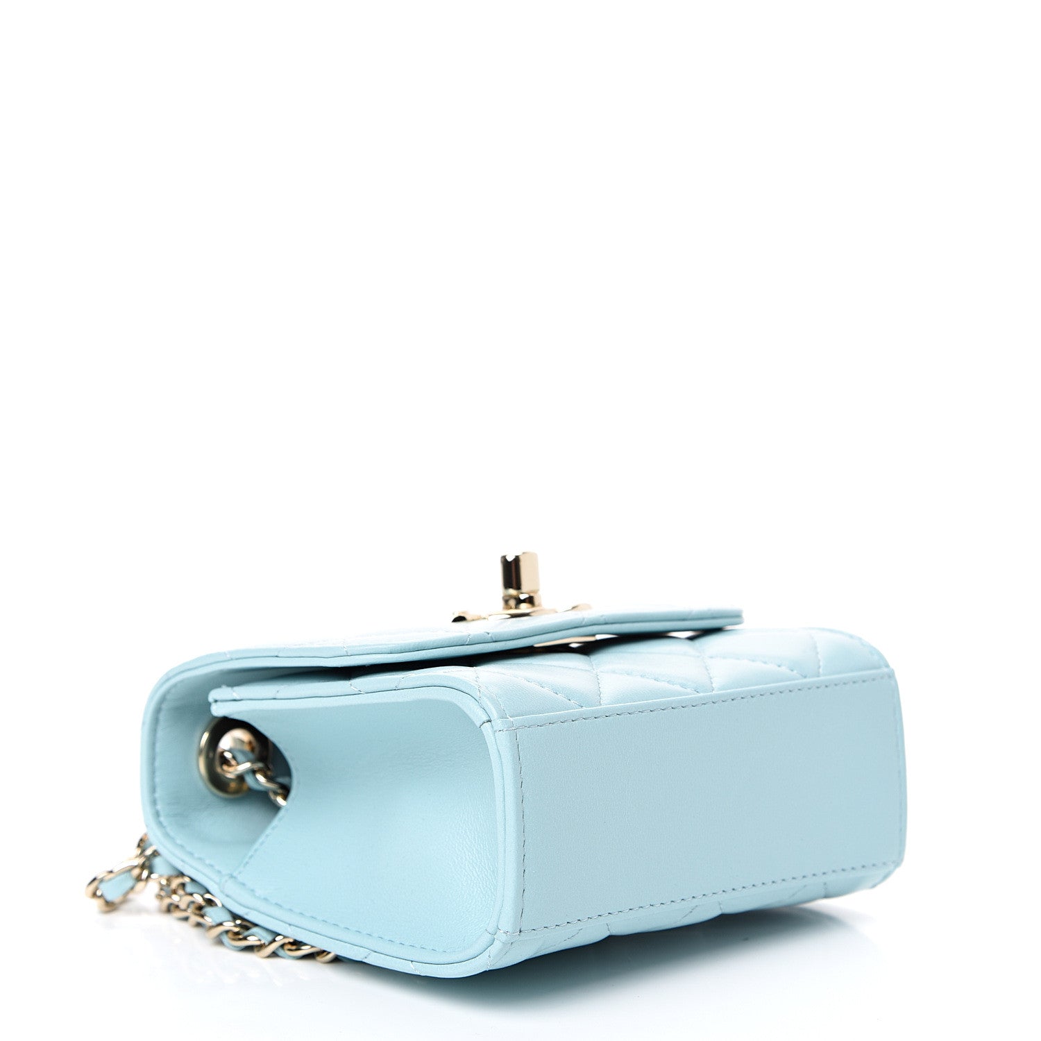 Chanel Lambskin Quilted Mini Trendy CC Chain Wallet Light Blue 3 of 11