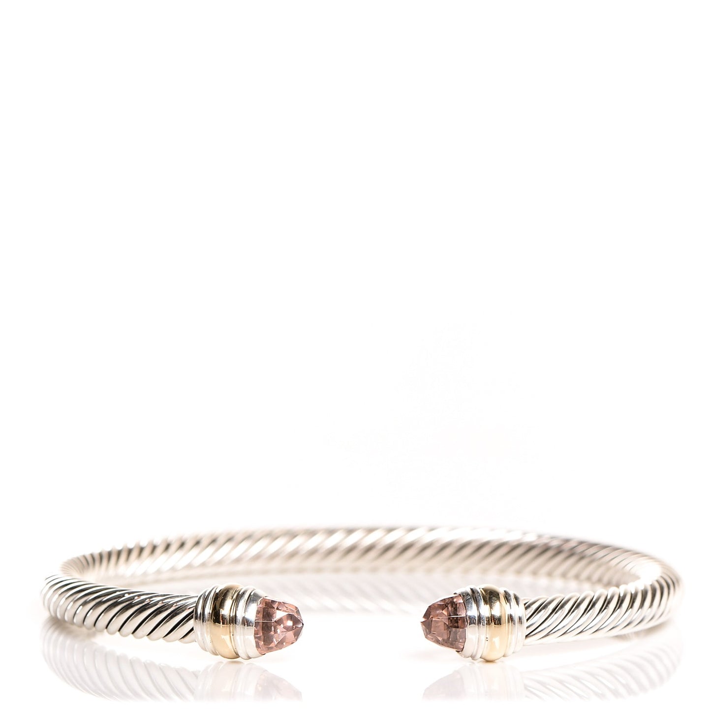 Sterling Silver 14K Yellow Gold Morganite 5mm Cable Classics Bracelet