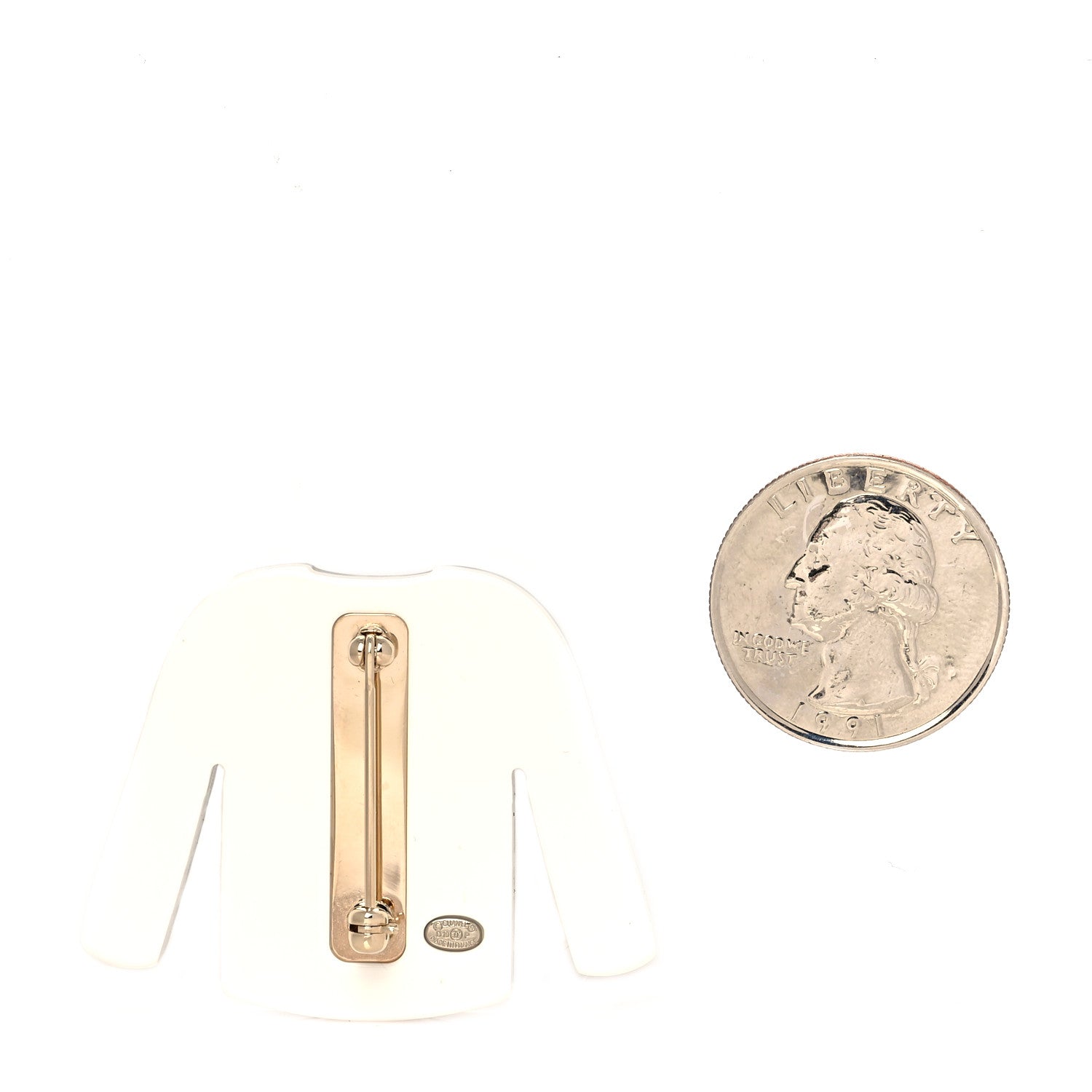 Chanel Resin Pearl Tweed Cardigan CC Brooch Black White 2 of 4
