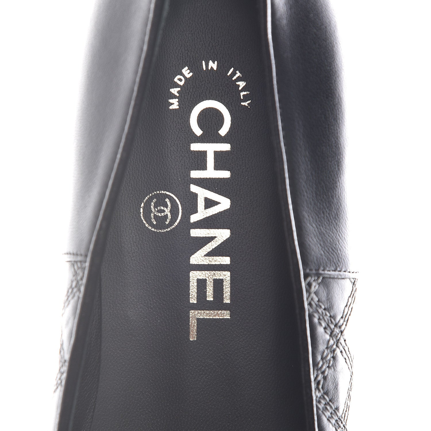Chanel Lambskin Stitched Cap Toe Ballerina Flats 37 Black 7 of 8