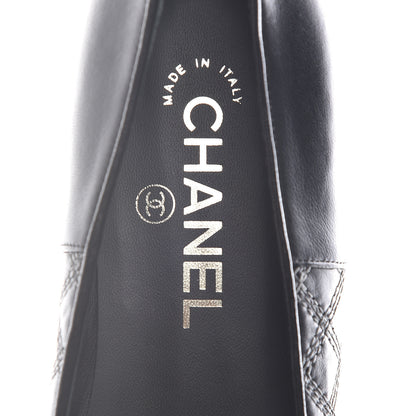 Chanel Lambskin Stitched Cap Toe Ballerina Flats 37 Black 7 of 8