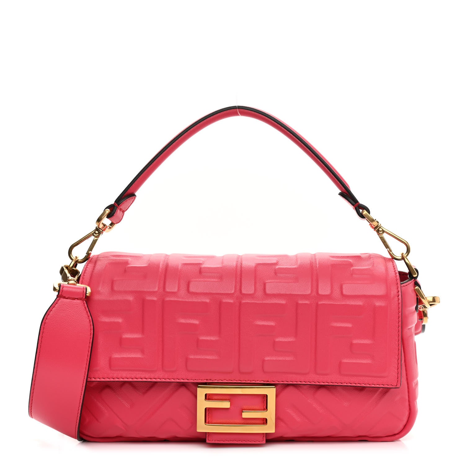 Fendi Nappa FF 1974 Embossed Baguette Lampone 1 of 8