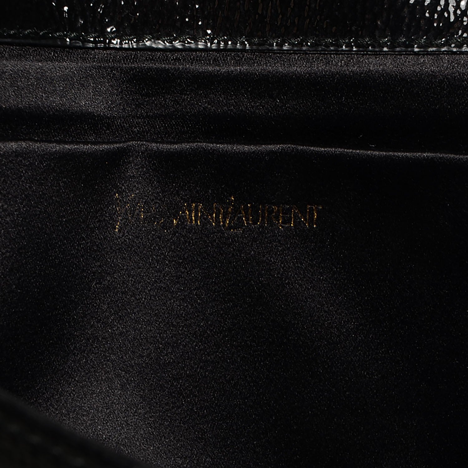 Saint Laurent Textured Patent Monogram Large Belle De Jour Clutch Black 7 of 8