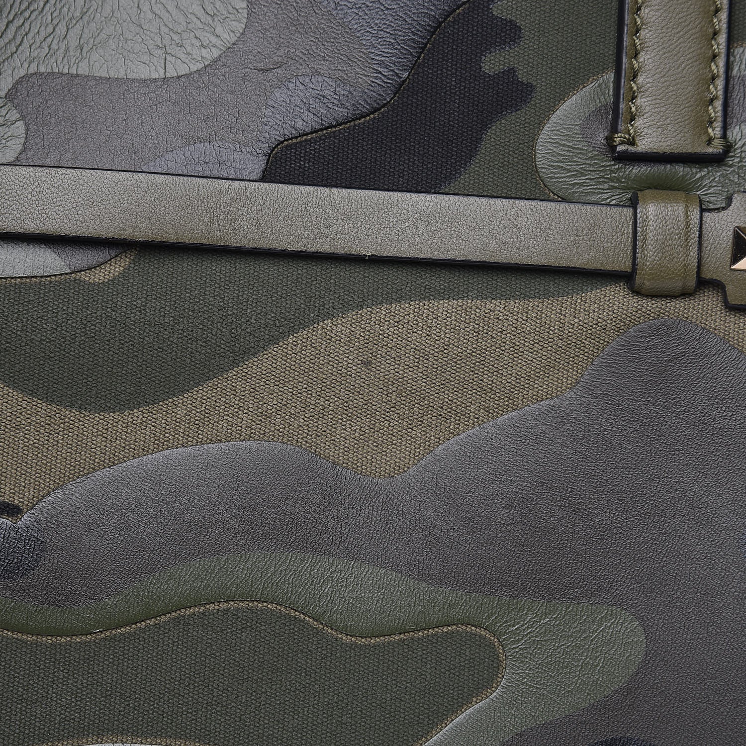 Valentino Garavani Nappa Canvas Camo Medium Rockstud Soft Tote Green 8 of 14