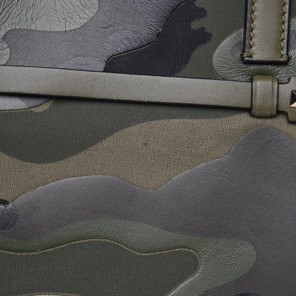 Valentino Garavani Nappa Canvas Camo Medium Rockstud Soft Tote Green 8 of 14