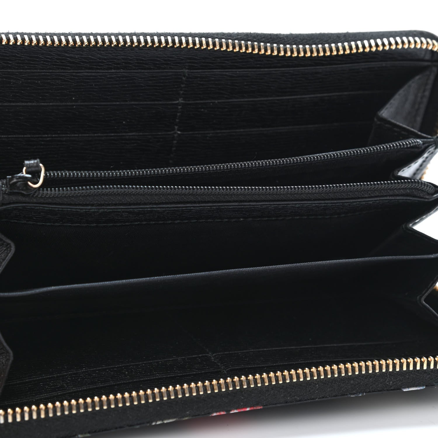 Gucci Shangai Calfskin Flora Knight Zip Around Wallet Black 4 of 4