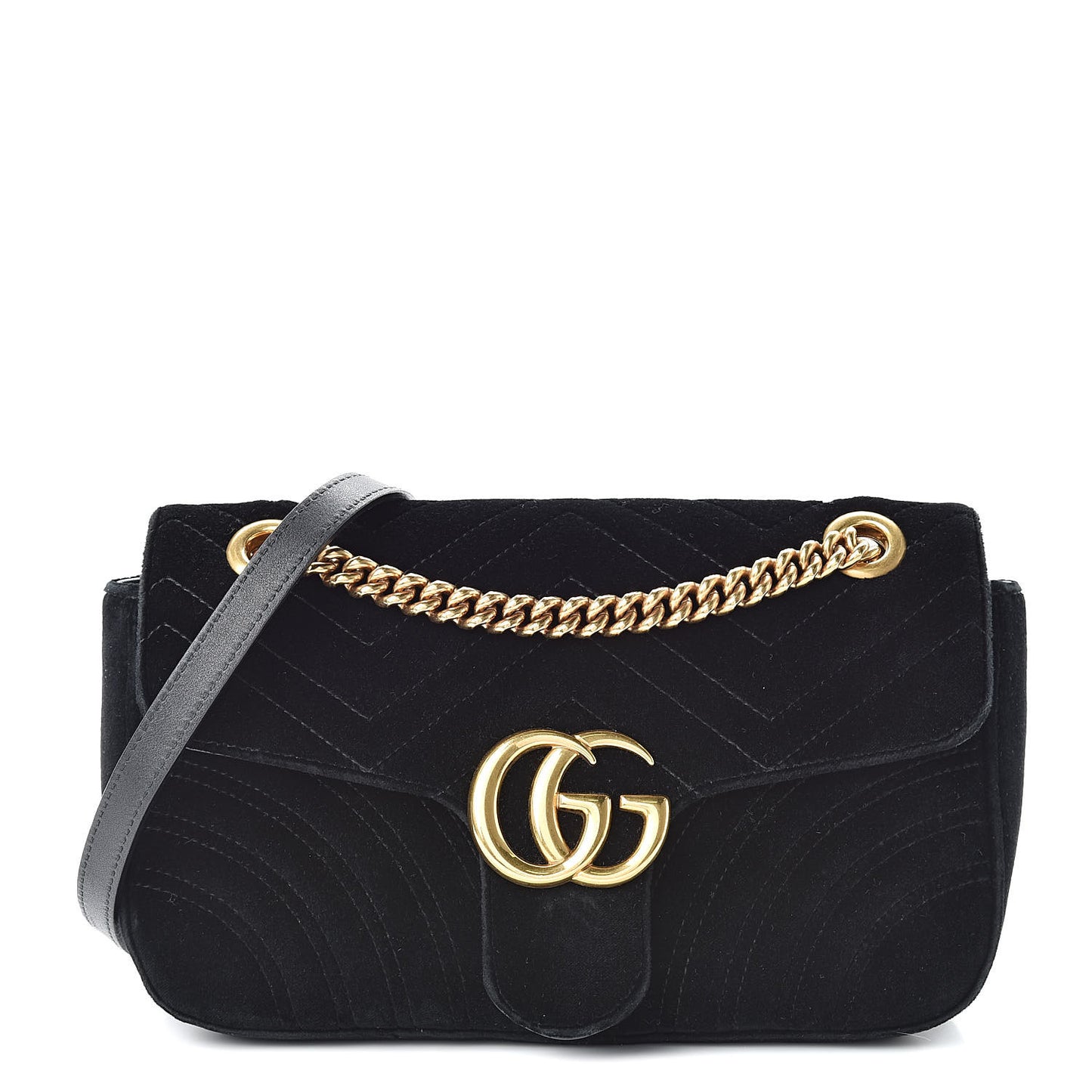 Velvet Matelasse Small GG Marmont Shoulder Bag Black