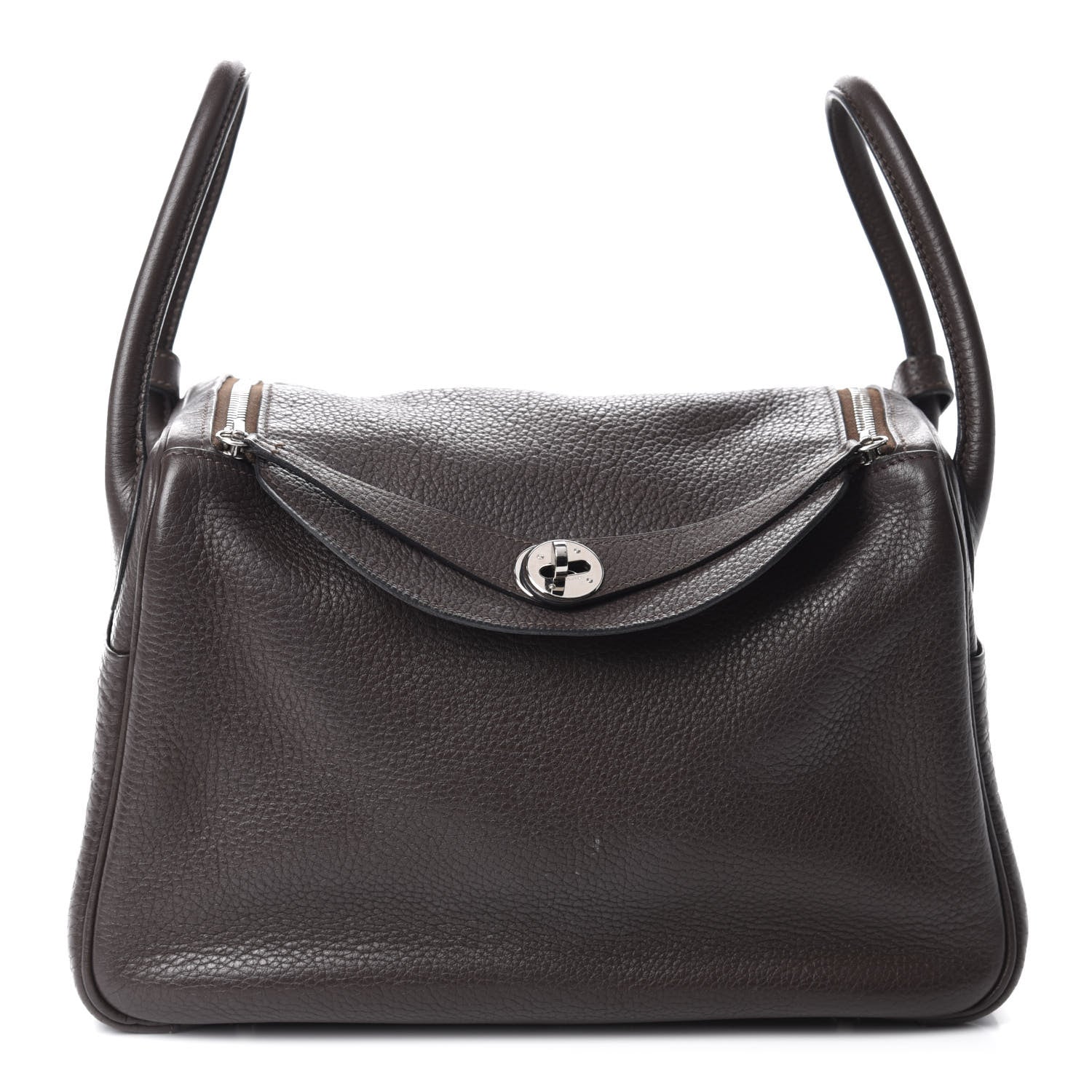 Hermes Taurillon Clemence Lindy 30 Chocolate 1 of 10